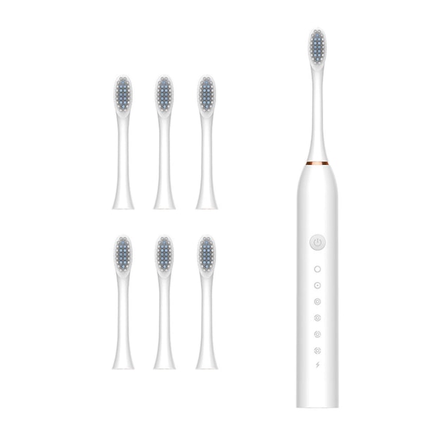 Kauneuden ja henkilökohtaisen hygienian sähköinen hammasharja 6 toimintoa syväpuhdistava kannettava aikuisten matkahammasharja 6 vaihtoharjaspäällä