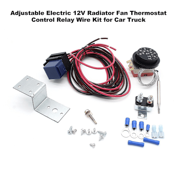 Justerbar elektrisk 12v kylare fläkt termostat kontroll relä kabel kit för bilar lastbilar