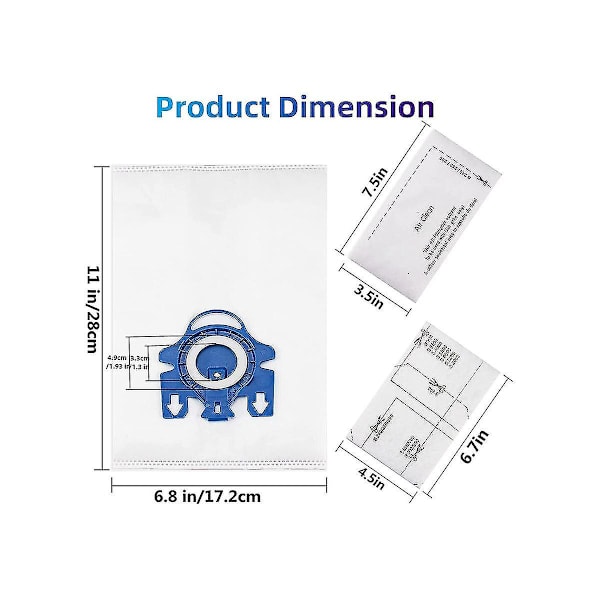 Pakke med 8 3D støvsugerposer egnet for Gn støvsuger S2000 S5000 S8000-serien, komplett