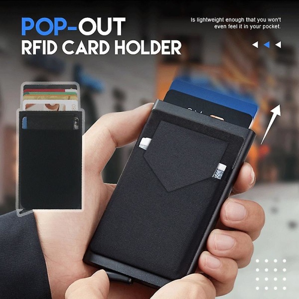 Kortholder RFID Anti-tyveri Kreditkortboks Auto Pop-up kortholder -Pink