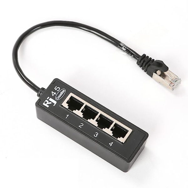 Ryra 4 i 1 RJ45 LAN-kontakt Ethernet nettverksdeleradapterkabel 1 hann til