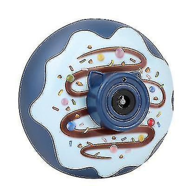 12,5*7*12,5cm Blå Bobleblæsende Legetøj Donut Boblemaskine Elektrisk Lys Og Musik Automatisk Bobleblæsende Kamera Børnelegetøj Az19243