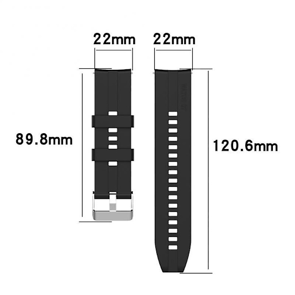 20 mm ja 22 mm silikoniranneke Huawei Watch GT3/GT Runner -kelloille, hopea teräslukko