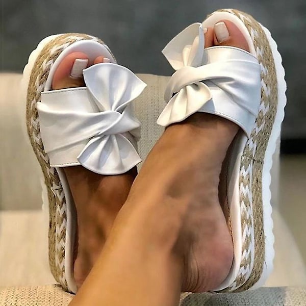 Sandaler Kvinner Hæler Sandaler Med Kiler Sko Til Kvinner Plattform Sandaler Sommer Tøfler Sandalias Elegant Sommer Sko white 41