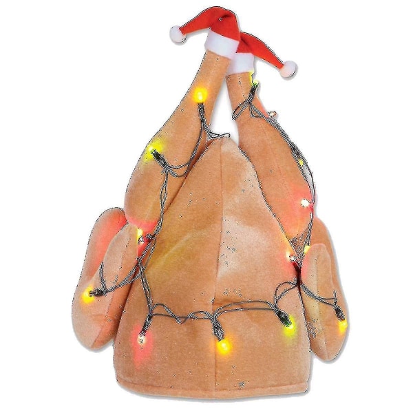 Hmwy-plys Light Up Tyrkiet Hat Jul Thanksgiving dekorativt kostume tilbehør