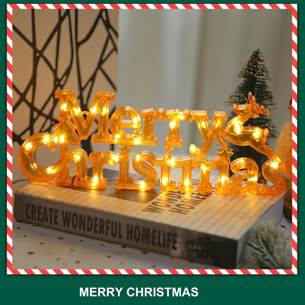 Holiday Ornaments Merry Christmas Letter Lights Julepynt Led Lantern Christmas Wreath Hanging Lights