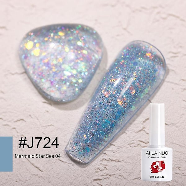 8ml Glitter UV-geelilakka Auroras Glitter Sequin Soak Off UV-geelilakka Värikäs Kynsilakka