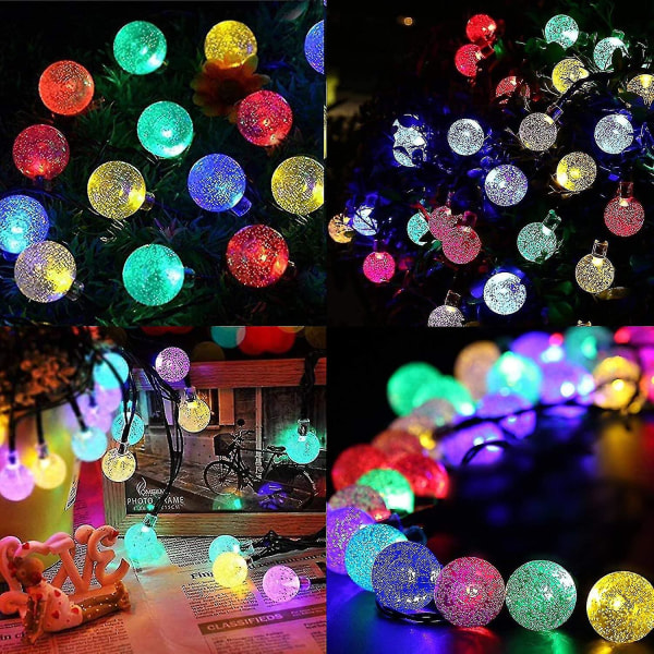 50 Led Solar Fairy Lights Outdoor, 7m Colorful Outdoor Crystal Ball Fairy Lights, Vedenpitävä väriä Vaihteleva Fairy Lights Valaistus Puutarha Puille Pat