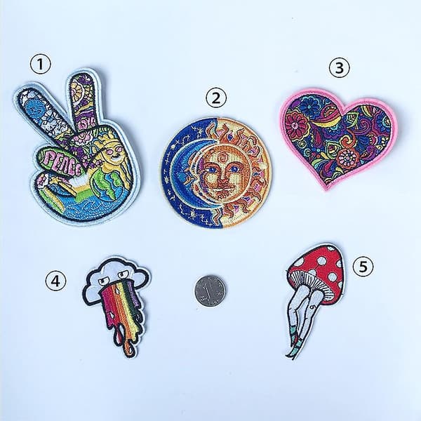 Patch broderad applikation sol måne och stjärnor mönster - strykjärnspatch