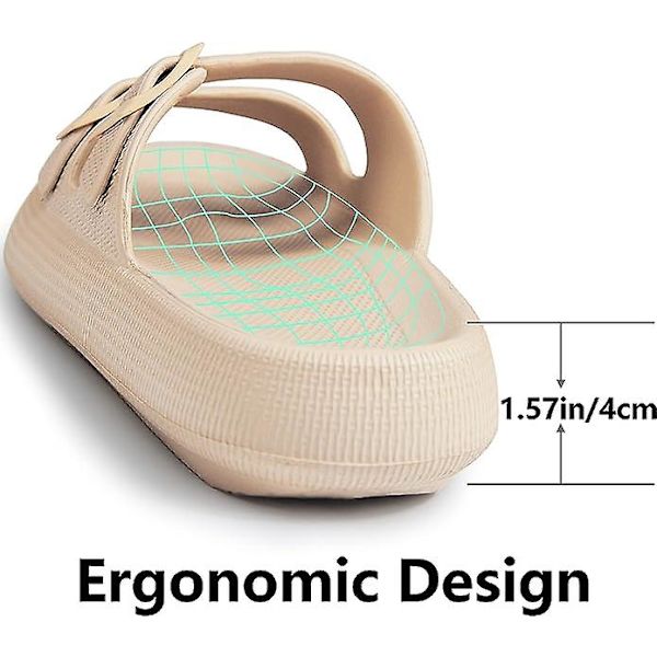 Sandaler til kvinder og mænd - Pudeslippers - Dobbelt spænde justerbare slides - Eva flade sandaler khaki 37-38