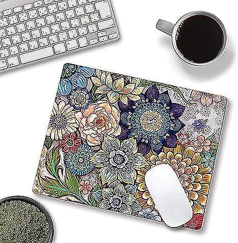 Musematte, Abstrakt Blomster Musematte, Premium-teksturert Datamusematte Firkant Vanntett Sklisikker Gummibase Musematte, Boho Blomster