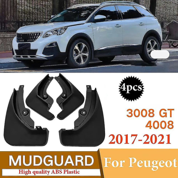 Ny uppgradering Stänkskydd För Peugeot 3008 Mk2 Gt 2017 2018 2019 2020 2021 Stänkskydd Stänkskydd Stänkskydd Stänkskärm 4st Fram Bak