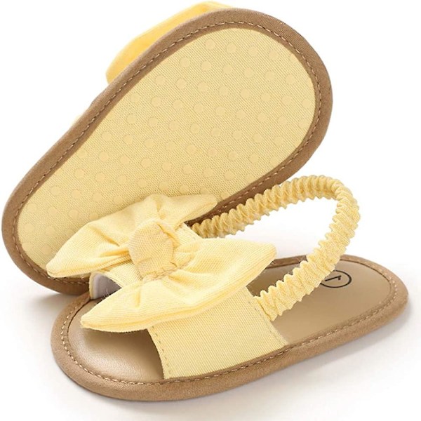 Spädbarn Baby Flickor Sommar Sandaler Med Blomma Mjuk Sula Nyfödd Småbarn Första Walker Spjälsäng Klänning Skor 09 yellow 12-18 months toddler