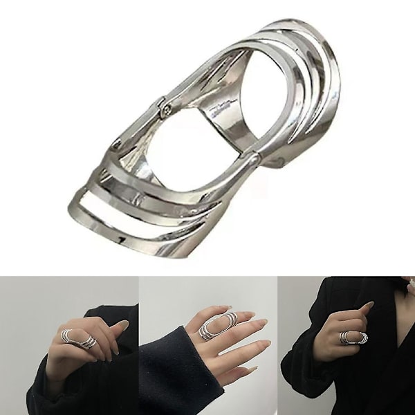 Retro ihålig böjbar ring punk bred tjock ring mode stora knogring