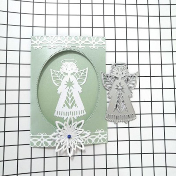 Julängel Metallskärningsform Stencil Diy Scrapbooking Album Papperskort Mall Gjutform Präglingsdekoration
