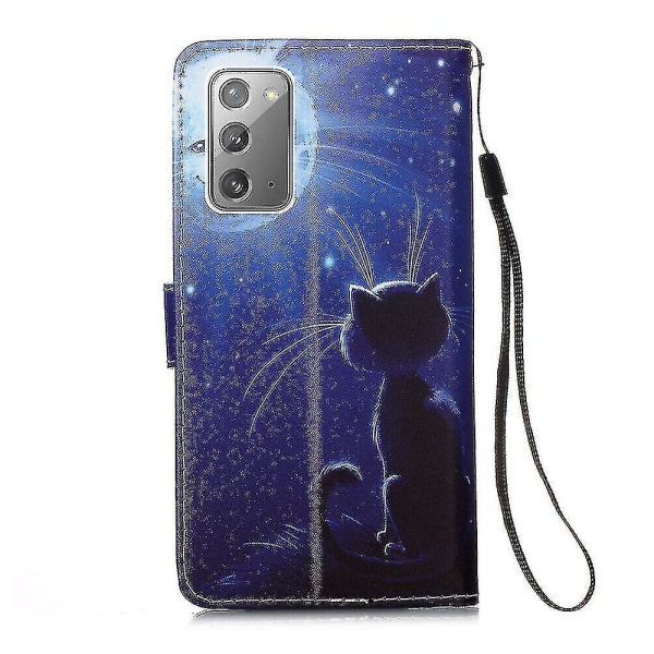 Kompatibel med Samsung Galaxy Note 20 etui Læder Flip Wallet Cover med kortslot holder Kickstand mønster - Cat And Sun