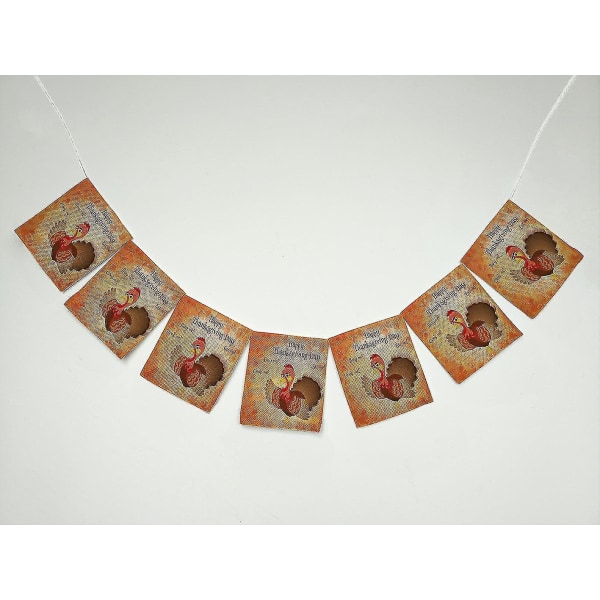 Turkey Bird Happy Thanksgiving Day Banner Bunting Garland Flag Sign For Home Family Party Decoration