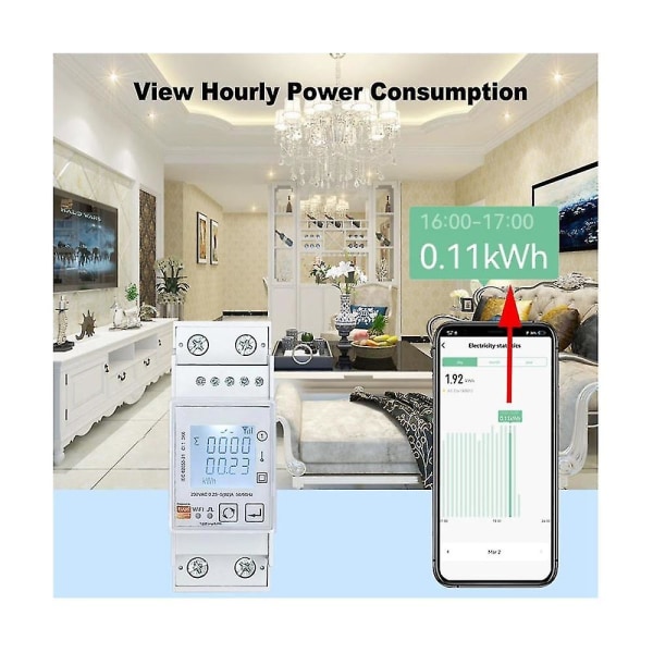 Tuya Smart Zigbee Energimåler Toveis Enkelfase 80a Din Rail Power Monitor Wattmeter Volt
