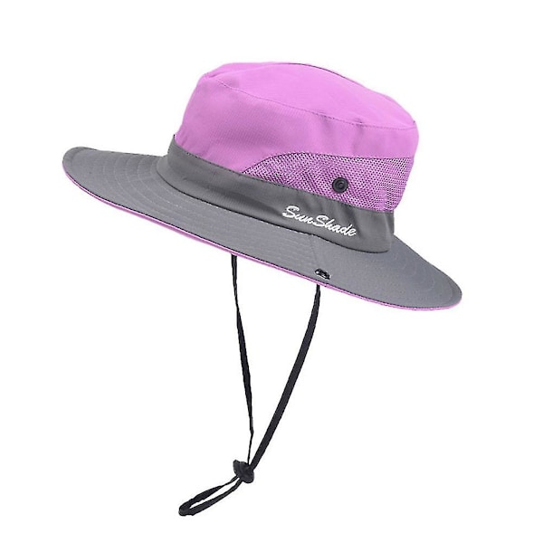 Turhatt i ponnystil med pustende fjellhette for foreldre UV-beskyttelse Sommer Dame Utendørs Solskjerm purple 52-54cm