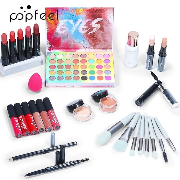 29 st Make-up Kosmetisk allt-i-ett set Flerfunktionsskönhetskit med presentpåse -kit003f