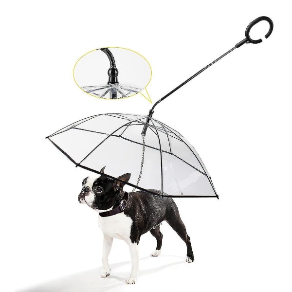 Pet Dog Transparent Paraply -enkel visning Clear Folding Valp Justerbar Paraply
