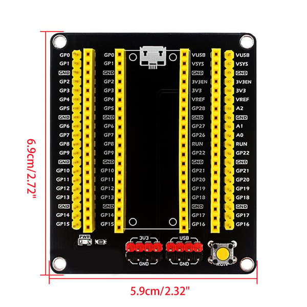 Gpio-expander för Raspberry Pi Pico-kort, han- och honhuvudstift