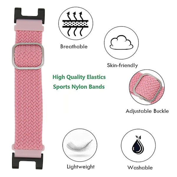 Pusteevnelig nylonflettet sportsrem for Amazfit T Rex - Rosa