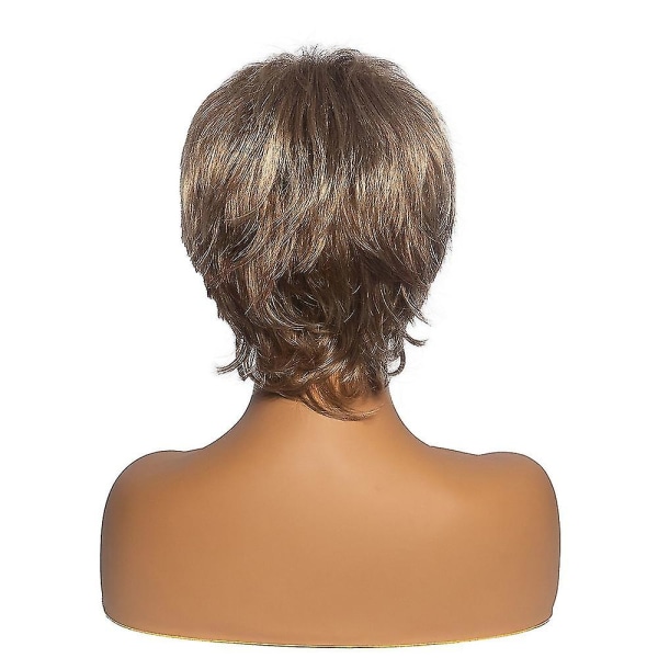 Kvinner Ombre Blond kort krøllete parykk Naturlig lagdelt hår Cosplay Full parykker med smell