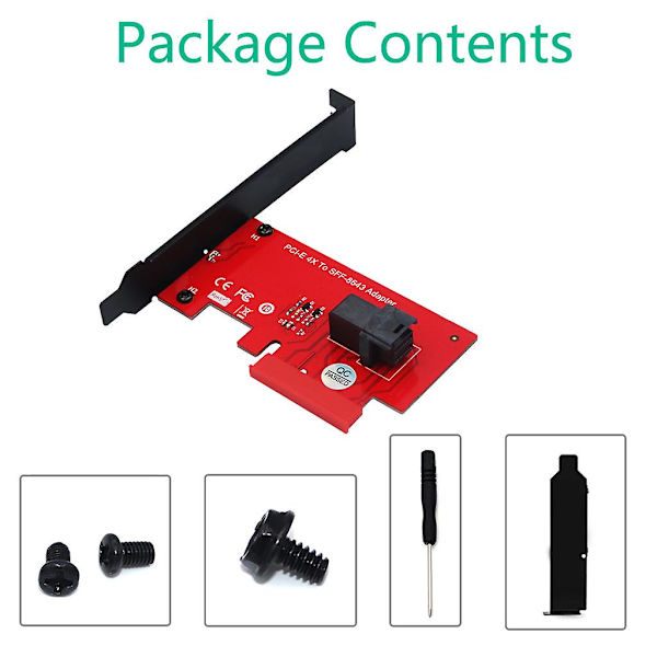 SFF 8643 til PCIe 4x adaptermodul 2,5 tommer U.2 PCIe-nvme 36-bens SSD-konverterkort til stationær pc til Windows 10/8