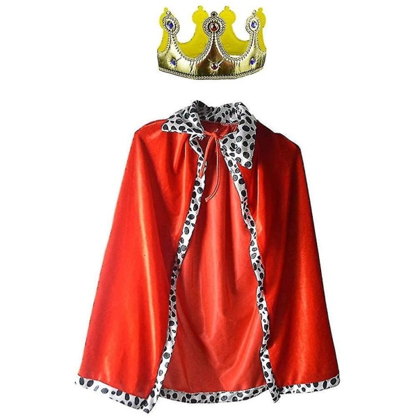 King Robe -asu Keskiaikainen Prinssi King -asu Viitta (kapikruunu) Punainen