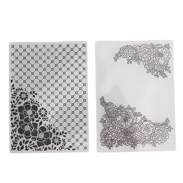 Plastpräglingsmapp Clear Concave Convex Texture DIY Craft Mallar - 2 st för inbjudningar, kuvert, kort