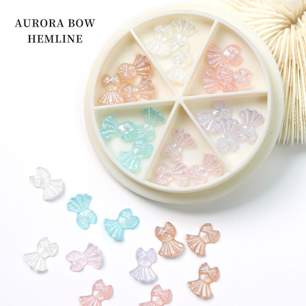 Bows Nail Charm Sløyfe Negledekorasjon Resin Neglekunstdekorasjoner Krystall