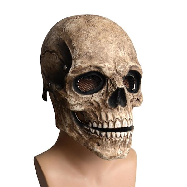 Pelottava Halloween-kallo naamio liikkuvalla alaleualla, pelottava lateksikypärä