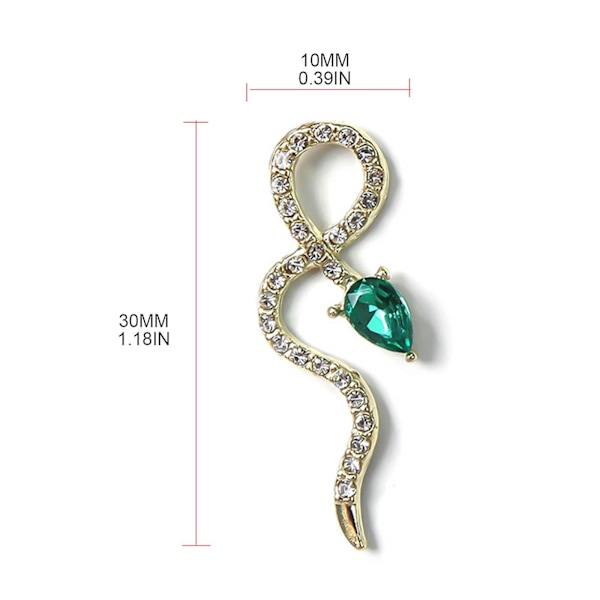 Glitter 3D Slange Negle Charms Metal Krystaller Rhinestones Negle Kunst Dekorationer 56
