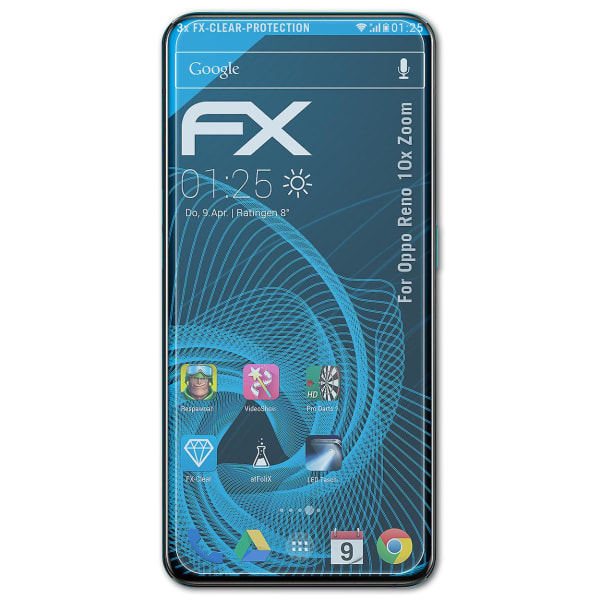 atFoliX 3x skyddsfolie kompatibel med Oppo Reno 10x Zoom Displayskyddsfolie klar