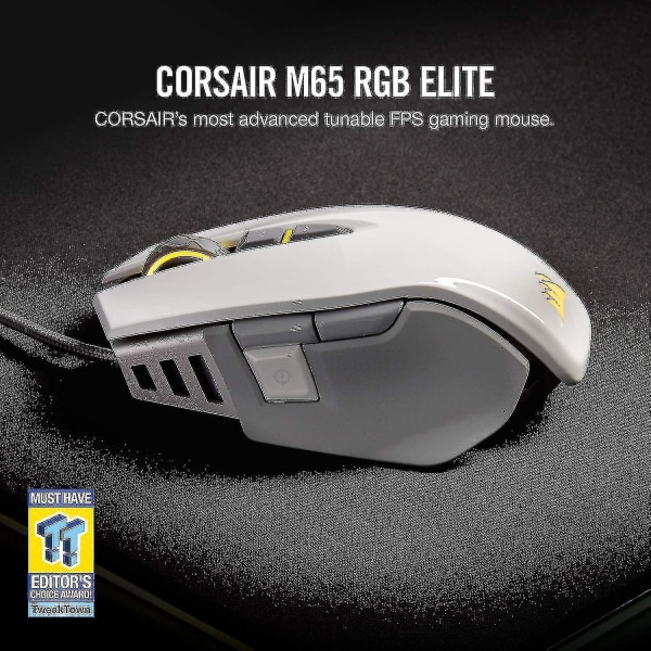 M65 Rgb Elite kablet Fps og Moba spillmus med justerbar vekt og balanse, holdbar aluminiumsramme, 18000 Dpi optisk sensor, svart