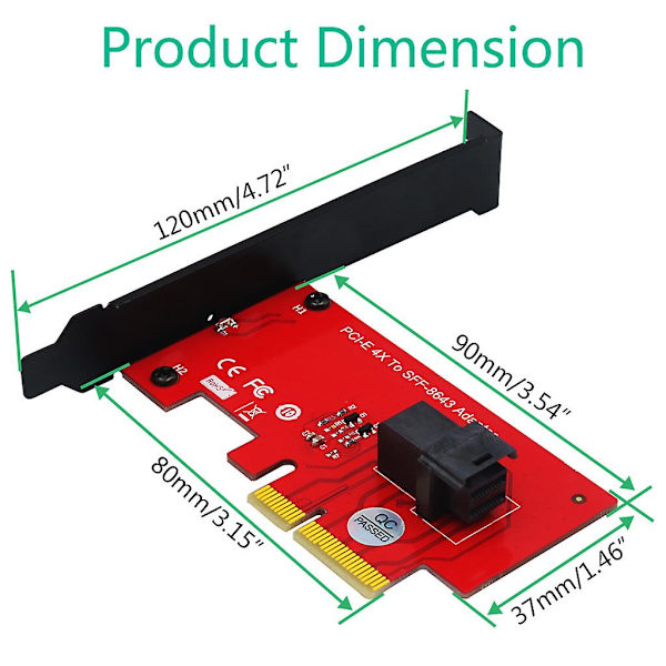 SFF 8643 till PCIe 4x adaptermodul 2,5 tum U.2 PCIe-nvme 36-stifts SSD-konverterkort stationär dator för Windows 10/8