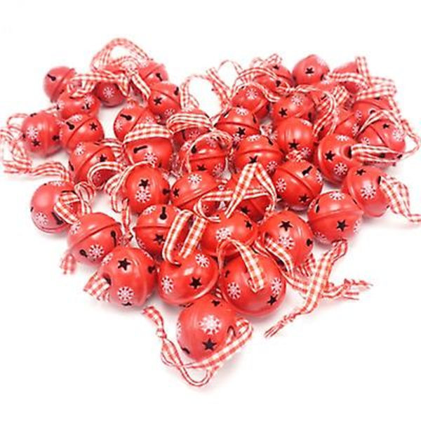 Julepynt 40 stk. Rød Metal Snefnug Jingle Bell Julepynt