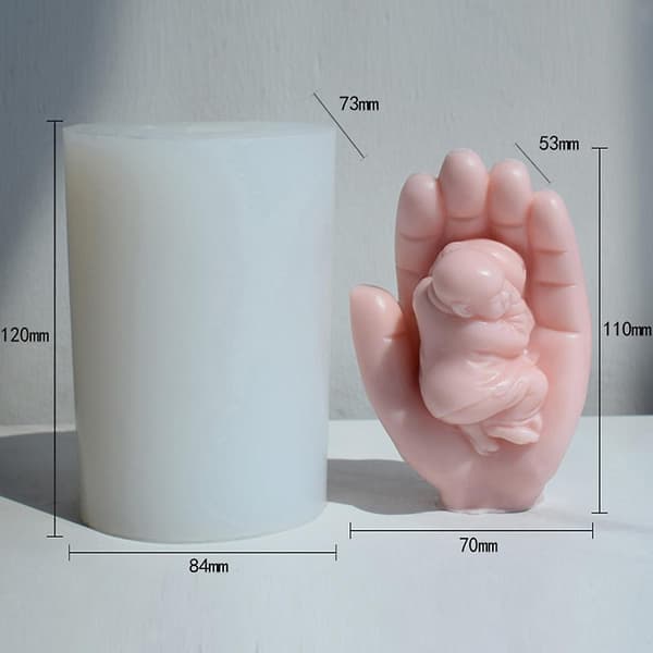 Silikonljusform för barn - Unik 3D Buddha-handdesign (1 st)
