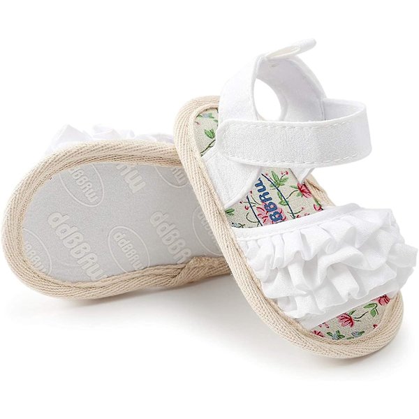 Spädbarn Baby Pojkar Flickor Sommar Strand Andningsbar Athleticsports Anti-halk Sandaler Mjuk Sula Nyfödd Första Walker Spjälskor c-white-dress 12-18 months infant
