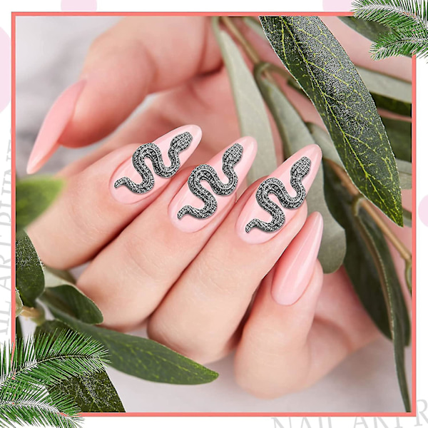 3D orm nagelcharmslegering orm våg kristall strass naglar för nagelkonst dekoration diy