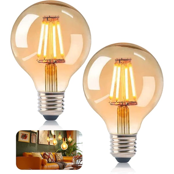Vintage Glödlampa E27, Retro Edison Lampa Led Vintage Glödlampa G80 Dekorativa 4w Antika Glödlampor, Varmvitt Ljus Idealisk för nostalgisk belysning i
