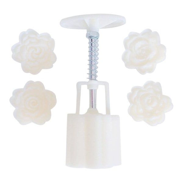 Plastik månekakeform 50g 3d roseblomst stempler kjeks kakeform form DIY fondant bakeverktøy for midt-høst