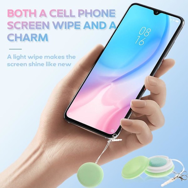 8 stk Macaron Phone Screen Cleaner, Macaron Mobile Phone Screen Cleaner Wipe Balls, Cute Cell Phone Screen Wipe Pendant