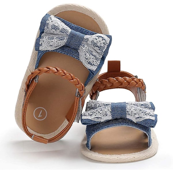 Spedbarnsandaler for sommeren, pustende og sklisikre, for gutter og jenter, myke såler, nyfødte førstegangssko f-lace-bow 0-6 months infant
