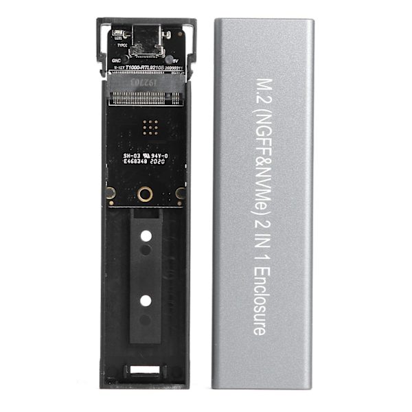M.2 Ssd-kabinet med høj hastighed Usb3.1 10gbps M.2 Ngff Sata + Nvme Pcie eksternt