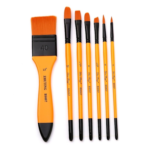 7 Pieces Paint Brushes Profession Paint Brush Round Pointed Tip Nylon Brush Set