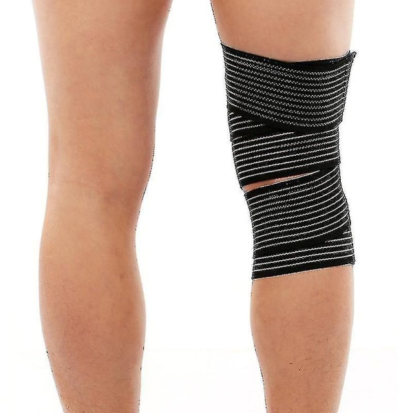 2 stk. Elastisk bandage Selvhæftende knæpuder Ankelpuder Albuepuder Løb Fitness Knæpuder Sports Wrap Kompressionspuder, Sort Starlight