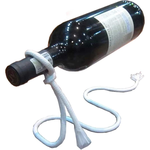 Hængende vinreol Vinreol Custom Creative Hvidt hængende jernkerne Nylonreb Vinreol til stue Spisestue, bar og anden boligindretning
