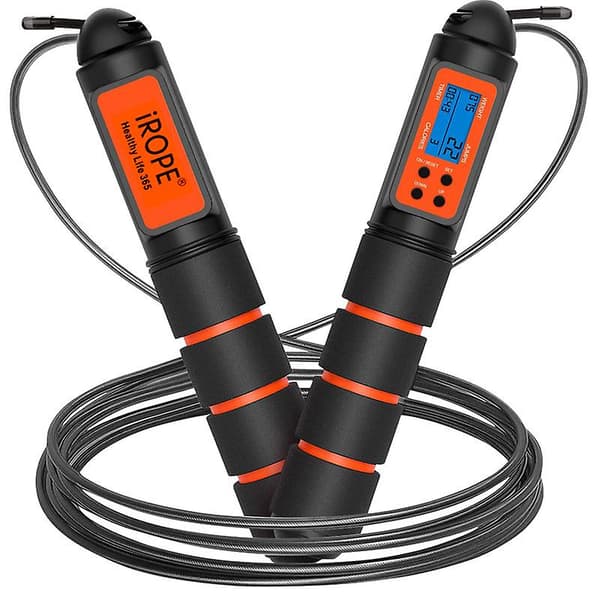 Timing Count Intelligent Jump Rope Wire Rope - Sort og Rød